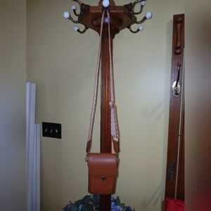 Brown Faux Leather Cell Phone Crossbody Wallet Purse | Mini Bag w/ Card Slots